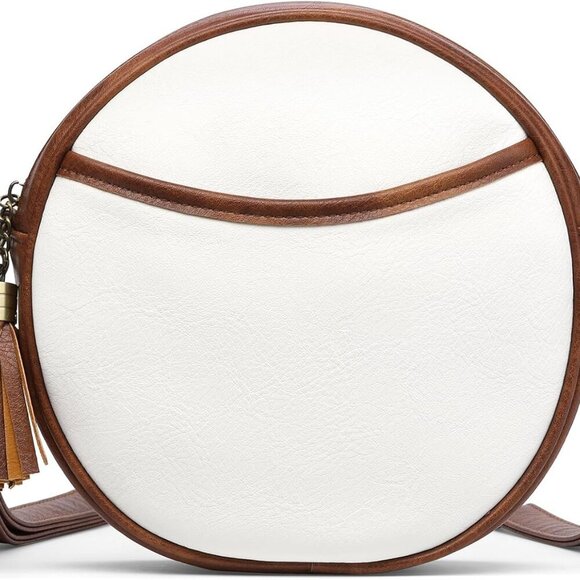 Vegan Leather Crossbody Bags for Women Circle Cross Body Shoulder Bag Purses Han - Picture 7 of 7